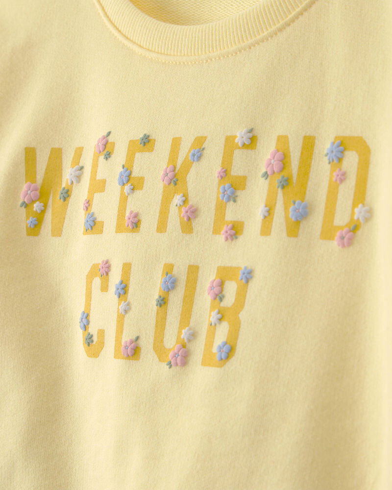 Girls 2-Piece Floral French Terry Top & Skirt Set - Yellow, image 2 of 6 slides