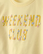 Girls 2-Piece Floral French Terry Top & Skirt Set - Yellow, image 2 of 6 slides