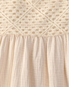 Toddler Girl Crochet Gauze Dress - Cream, image 3 of 4 slides