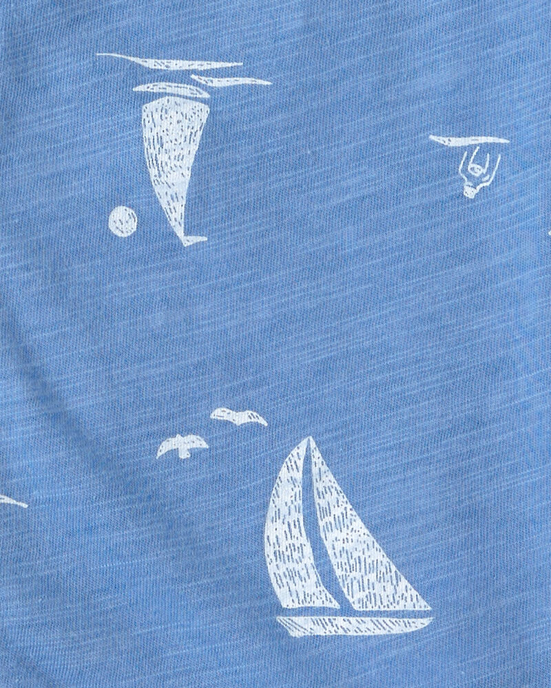Toddler Boy 2-Piece Sailboat Top & Short Set - Blue, image 2 of 3 slides