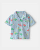 Tout-petit gar&ccedil;on - Chemise boutonn&eacute;e &agrave; manches courtes &agrave; motif de flotteurs de piscine - Bleu, image 1 sur 2 diapositives