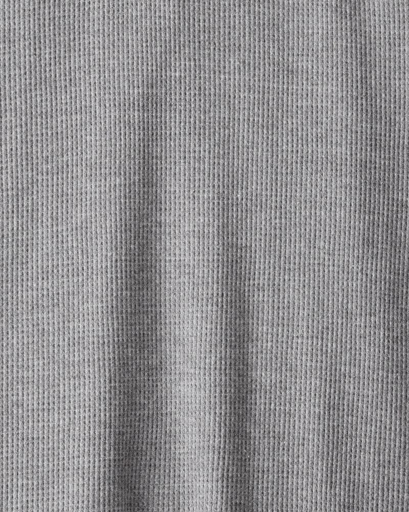 Boys Stripe Thermal Long-Sleeve Henley T-Shirt - Grey, image 2 of 3 slides