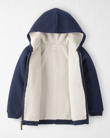 Boys Waffle Knit Hooded Jacket Made with Organic Cotton, 