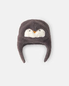 Baby Penguin Christmas Fleece Hat - Grey, image 2 of 4 slides