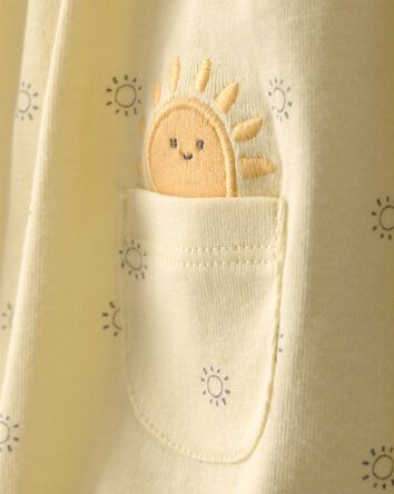B&eacute;b&eacute; fille - Barboteuse &agrave; manches courtes &agrave; soleil - Jaune, 