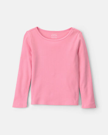 Girls Long-Sleeve Rib Top - Pink, 