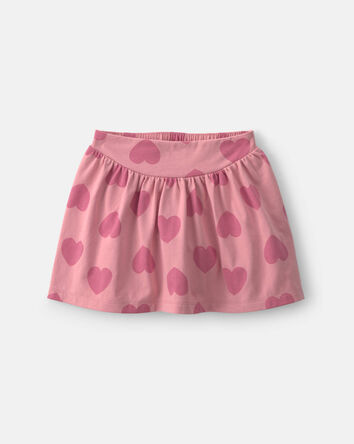 Girls Heart Cotton Skort - Pink, 
