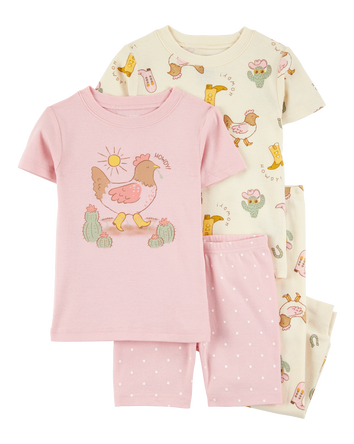Toddler 4-Piece Western Chicken 100% Snug Fit Cotton Pyjamas, 