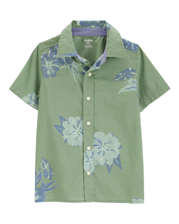 Kid Short-Sleeve Floral Button-Front Shirt, 