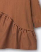 Toddler Girl Ribbed Long-Sleeve Asymmetrical Dress - Brown , image 2 of 2 slides