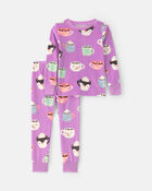 Toddler Girl 2-Piece Hot Cocoa DreamPlush Snug Fit Pyjama Set - Purple, image 1 of 3 slides