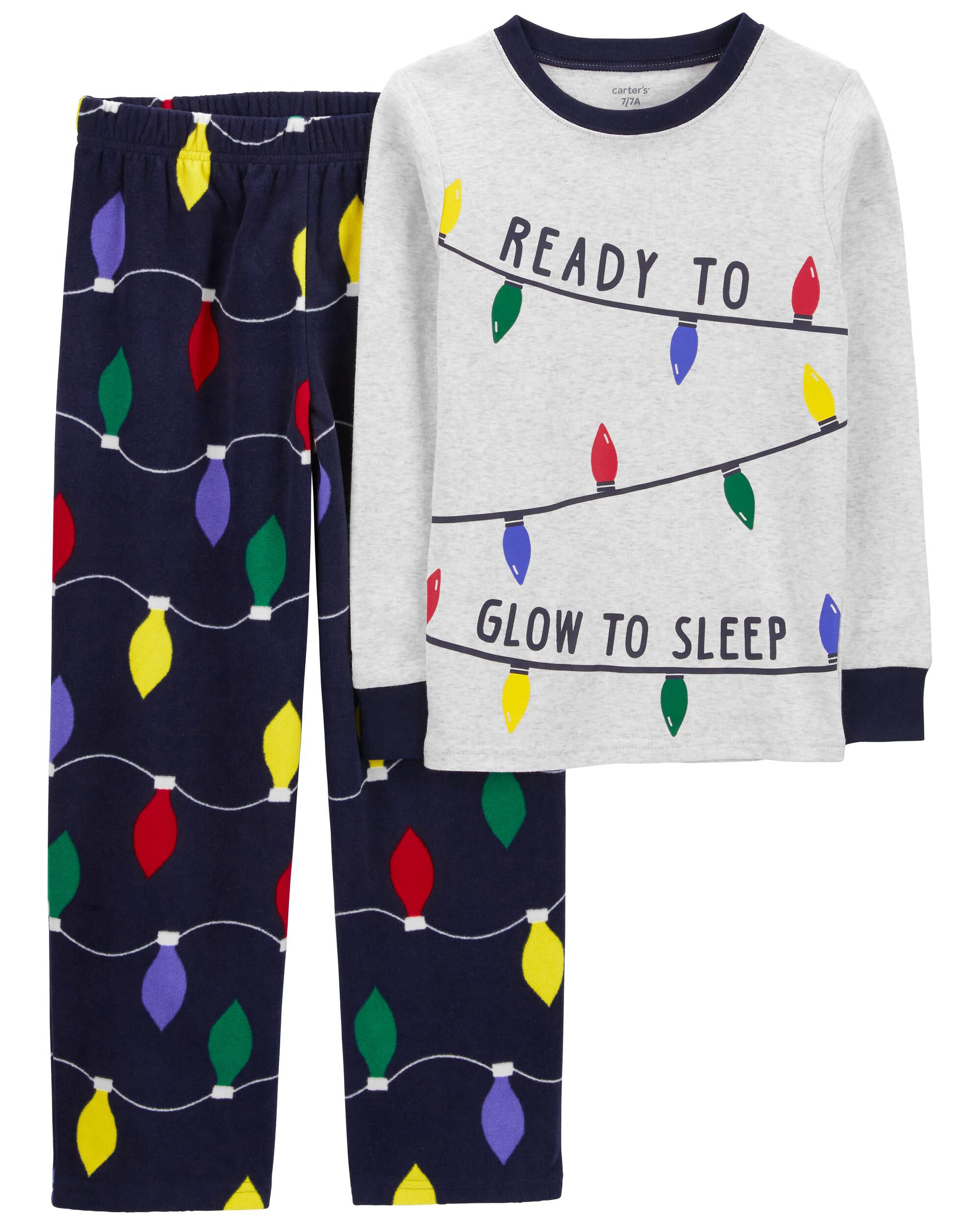 Grey Navy 2 Piece Christmas Lights Cotton Blend Fleece Pyjamas Carter s Oshkosh Canada