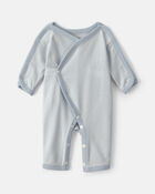Baby Boy Striped 100% Cotton Sleeper - Blue, image 1 of 5 slides
