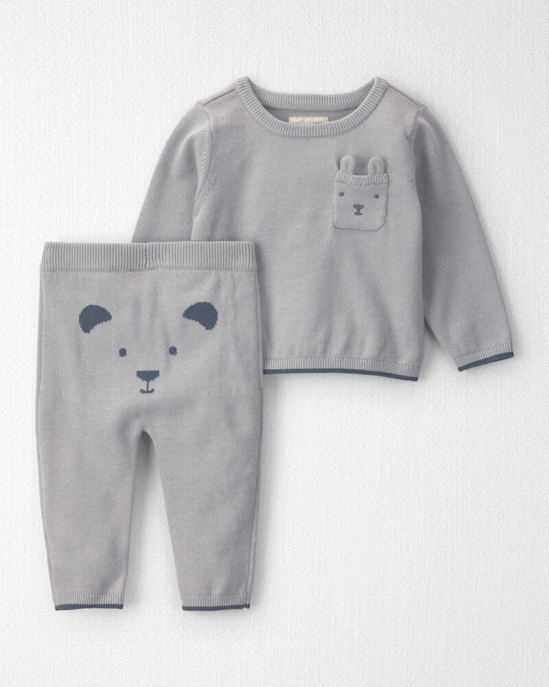 Baby 2-Piece Organic Cotton Sweater Knit Top & Pant Set, image 1 of 5 slides