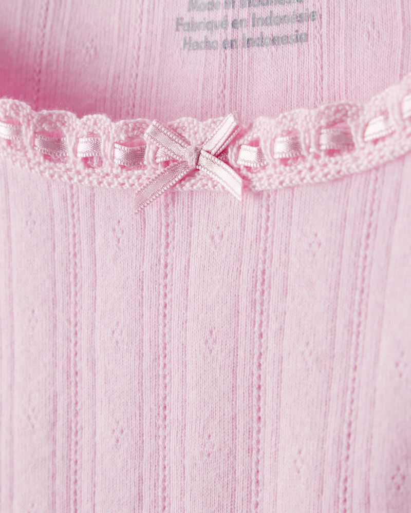 Girls Pointelle Long-Sleeve Top - Pink, image 2 of 4 slides