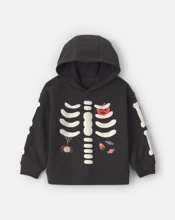 Tout-petit gar&ccedil;on - Chandail &agrave; capuchon &agrave; squelette d&rsquo;Halloween &ndash; Noir/Blanc, 