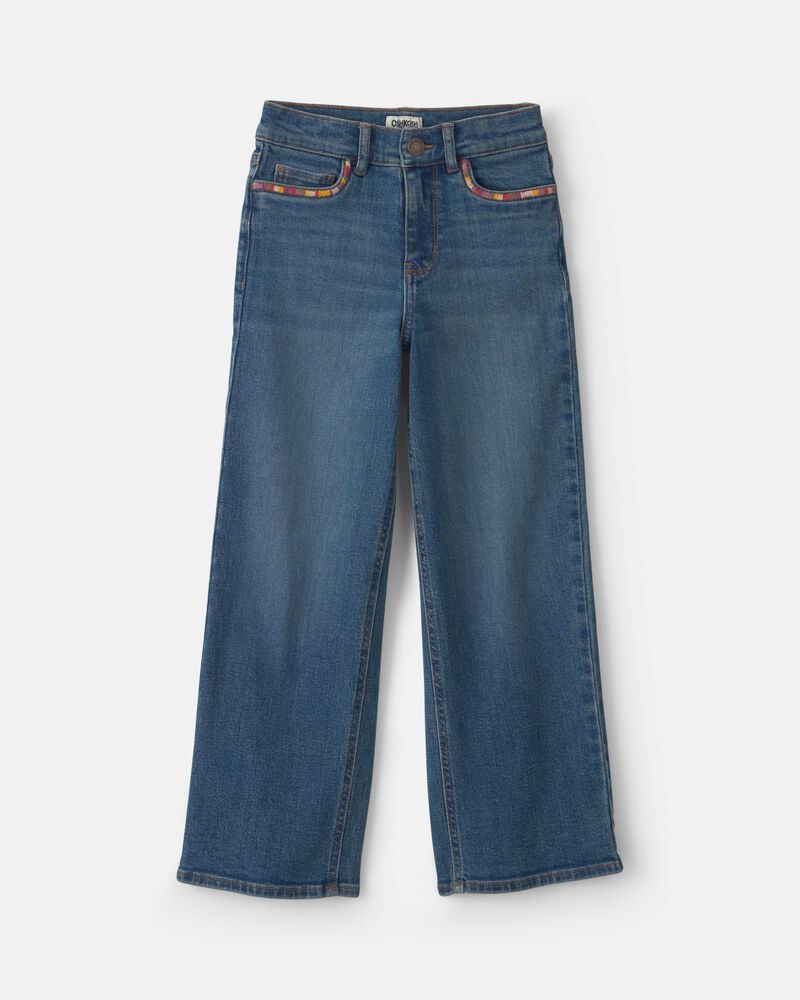 Filles - Jean jambe large en denim - D&eacute;lav&eacute; moyen, image 1 sur 4 diapositives