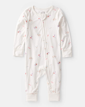 Bébé fille - Grenouillère PurelySoft à imprimé artistique - Blanc, 