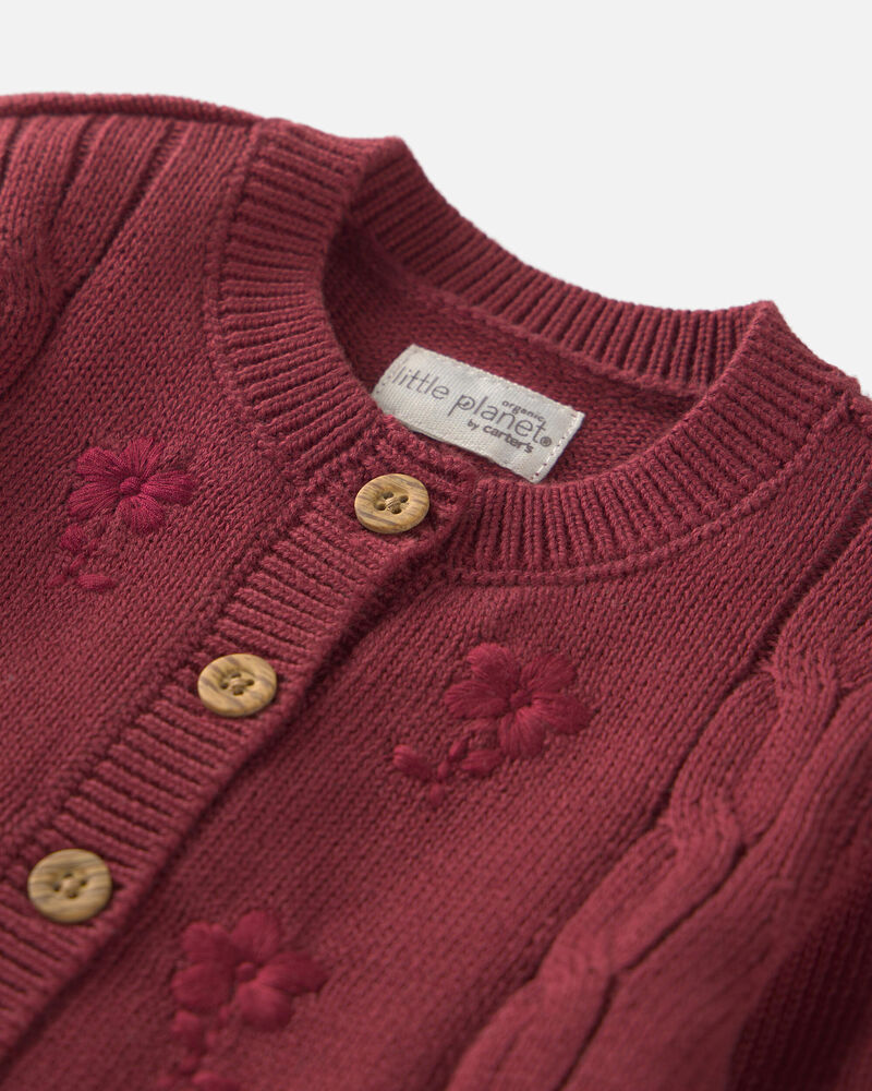 B&eacute;b&eacute; fille - Cardigan en tricot de coton biologique avec broderie, image 2 sur 3 diapositives
