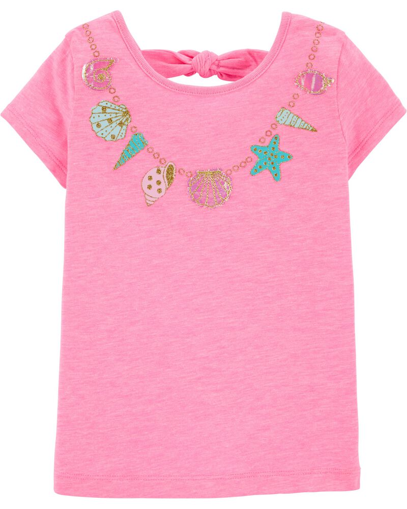 Glitter Necklace Bow Back Tee, image 1 of 3 slides