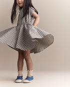 Toddler Girl Avenue Twirl&trade; Gingham Scalloped Dress in Gingham - Grey, image 5 of 6 slides