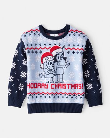 Toddler Boy Christmas Hooray Long-Sleeve Bluey&trade; Sweater - Blue, 