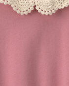 Girls Floral Collar French Terry Pullover Sweatshirt - Pink, image 2 of 4 slides