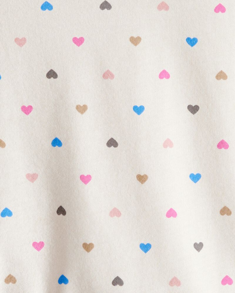 Baby Girl Heart Print Long-Sleeve Peplum Top - Cream, image 2 of 3 slides