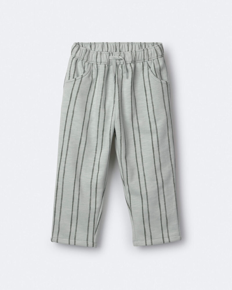 Tout-petit - Pantalon &agrave; poches en jersey bouclette &agrave; rayures - Sauge, image 2 sur 7 diapositives