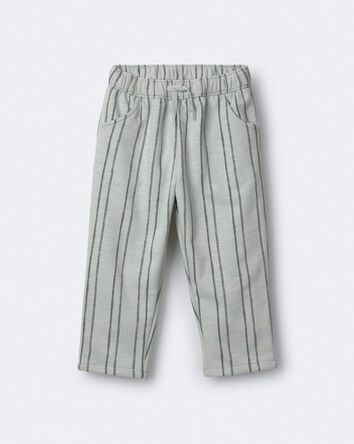 Tout-petit - Pantalon &agrave; poches en jersey bouclette &agrave; rayures - Sauge, 