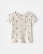 Toddler Girl Floral Ribbed Tee - Ivory, image 1 of 3 slides