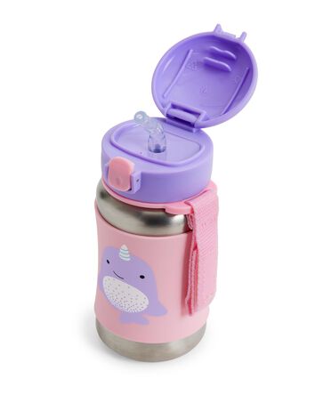Zoo Stainless Steel Little Kid Straw Bottle, 