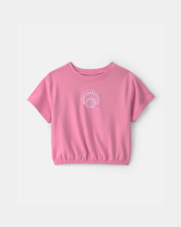 Girls Shell French Terry Top - Pink, 