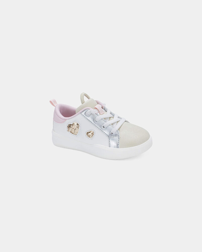 Tout-petit fille - Espadrilles aux couleurs contrast&eacute;es et c&oelig;urs m&eacute;tallis&eacute;s - Blanc, image 1 sur 6 diapositives
