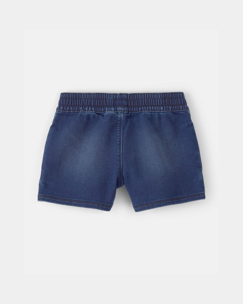 Girls Denim Drawstring  Pull-On Shorts - Dark Wash, image 2 of 4 slides
