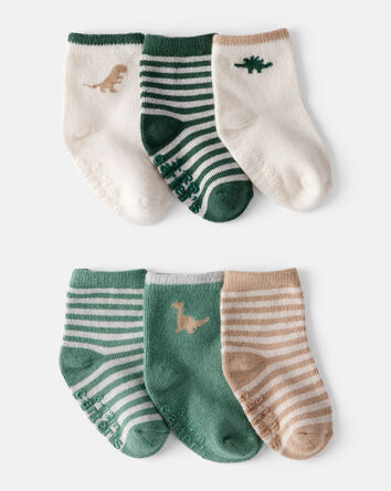 B&eacute;b&eacute; gar&ccedil;on - 6 paires de socquettes &agrave; motifs de dinosaures, 