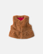Baby Girl Faux Fur Vest - Brown, image 1 of 4 slides
