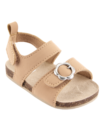 Baby Floral Buckle Faux Cork Sandals, 