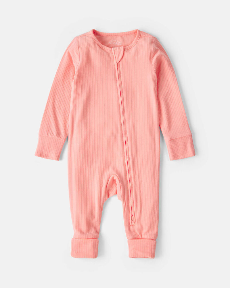 Baby Girl PurelySoft&trade; 2-Way Zip Sleeper - Coral, image 1 of 9 slides