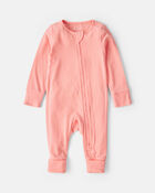 Baby Girl PurelySoft&trade; 2-Way Zip Sleeper - Coral, image 1 of 9 slides