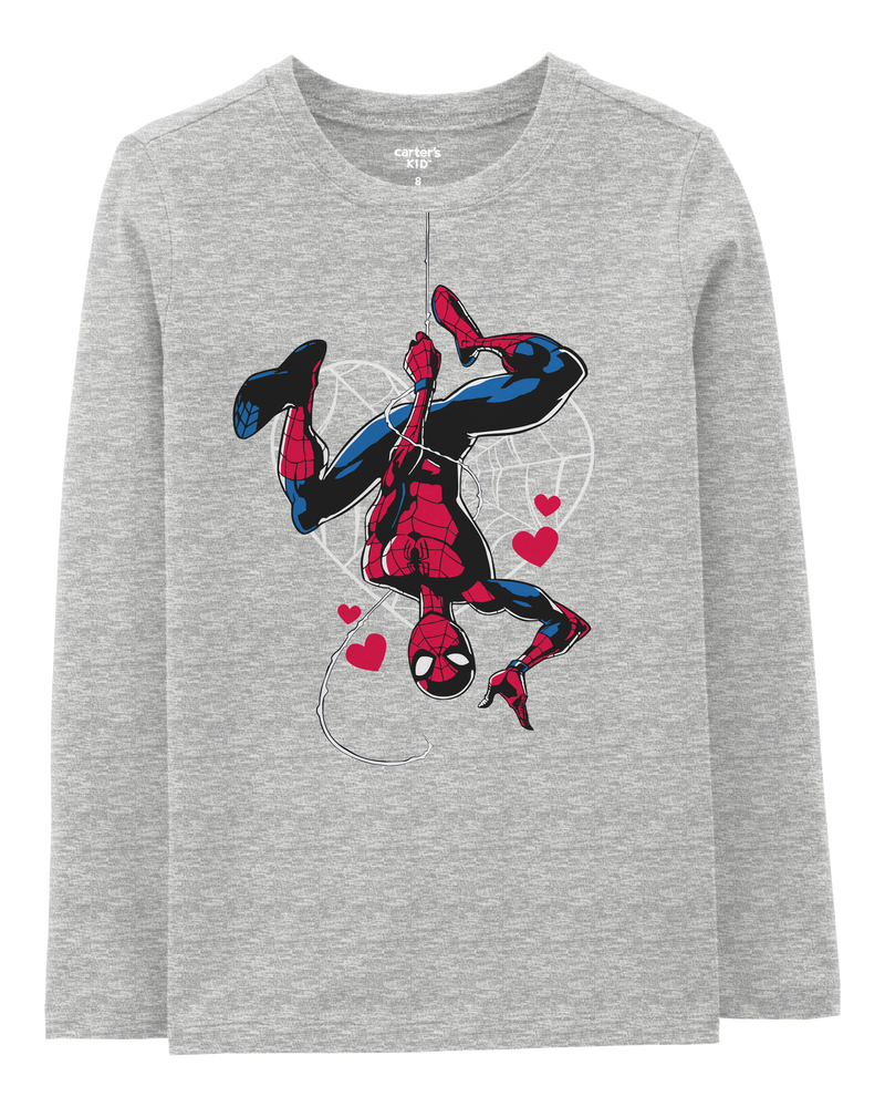 Kid Spider-Man Valentine's Day Tee - Grey, image 1 of 2 slides