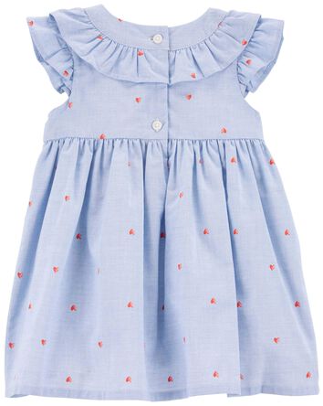 Heart Print Flutter Babydoll Dress, 