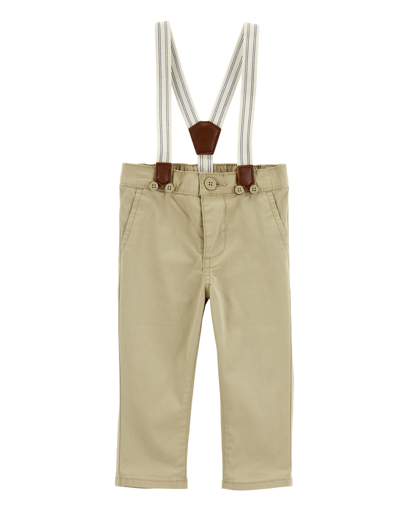 Baby Boy Twill Suspender Pants, image 1 of 4 slides