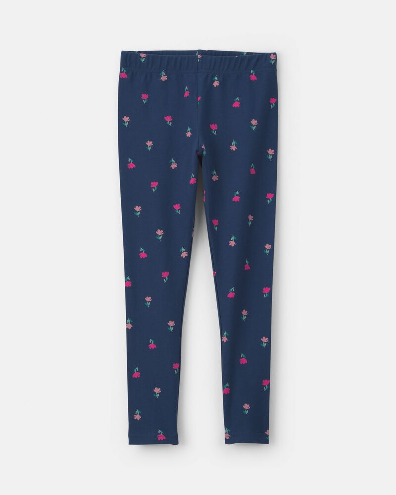 Filles - Legging extensible &agrave; motif floral - Bleu marine, image 1 sur 3 diapositives