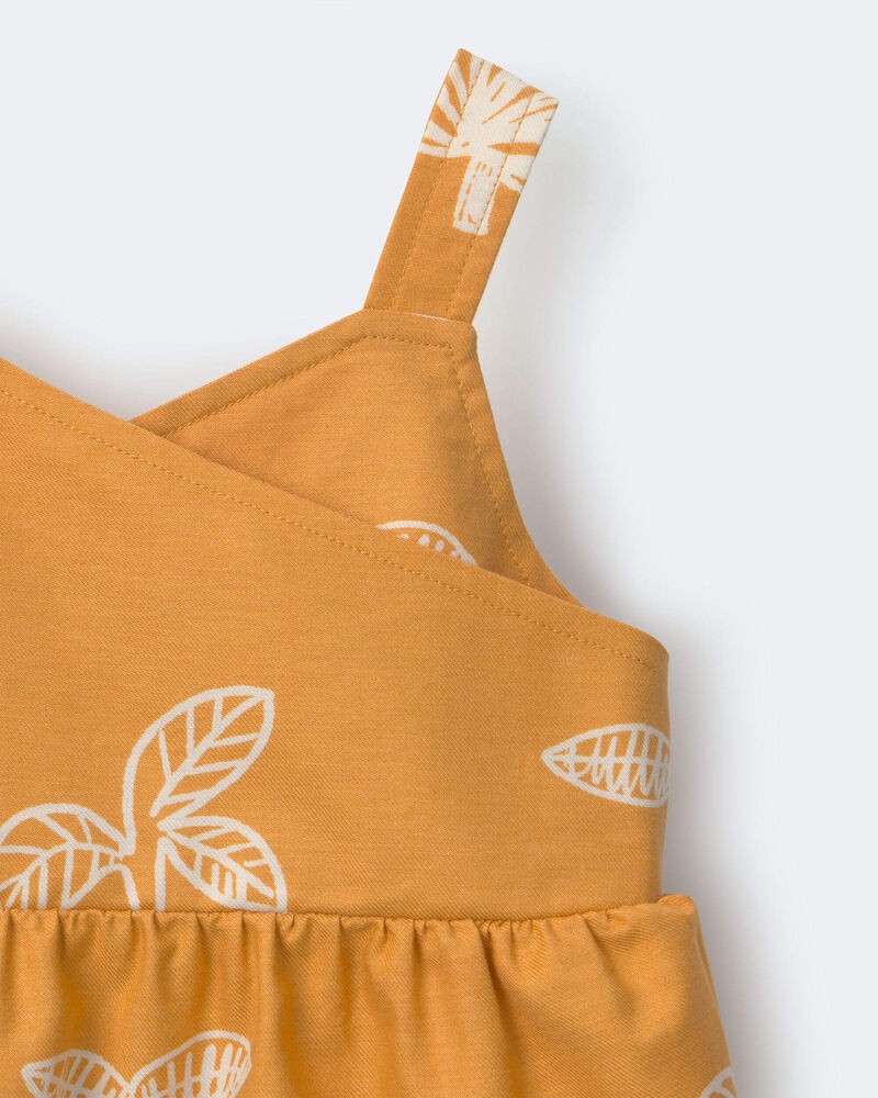 Toddler Girl Peplum Tank Top in Plant Print - Mustard Yellow, image 5 of 5 slides
