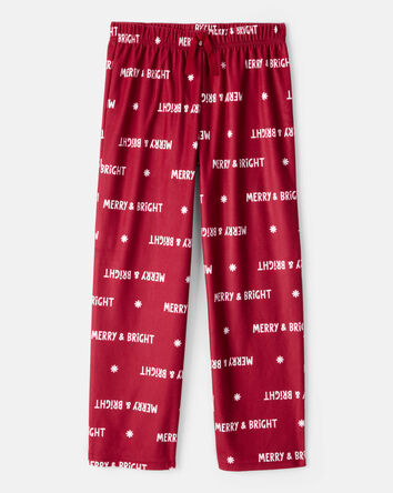 Jeune - Pantalon de pyjama à imprimé « Merry & Bright » de Noël de coupe ample – Rouge, 