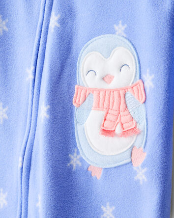Tout-petit fille - Pyjama en polaire de pingouin &agrave; manches longues, coupe ample, une pi&egrave;ce - Bleu, 