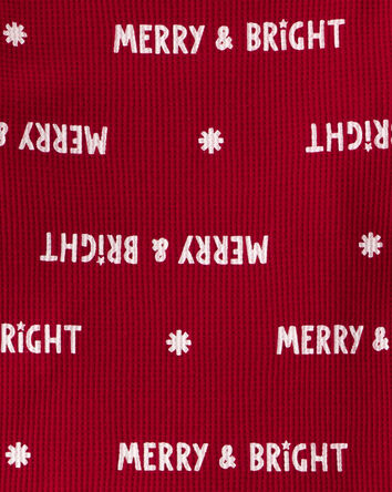 Tout-petit - Pyjamas en coton à manches longues 2 pièces Joyeux Noël & Éclatants - Rouge, 