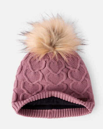 Filles - Tuque torsadée à pompon et cœur KOMBI pour jeunes, 