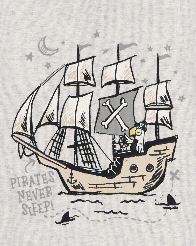 Toddler Pirate Print Snug Fit 4-Piece Pyjamas, image 3 of 4 slides